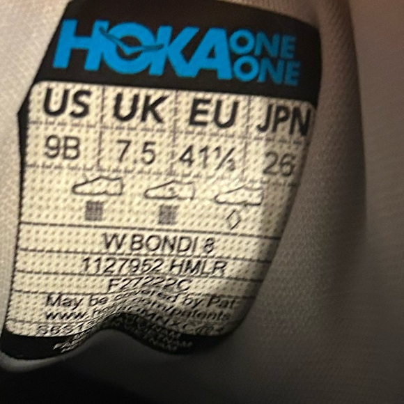 HOKA Bondi 8 White Trainers White Sneakers Size 9B - Picture 14 of 14